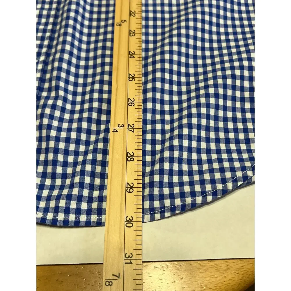 Banana Republic Camden Fit Button Up Gingham Shirt Royal Blue Academia Size XL